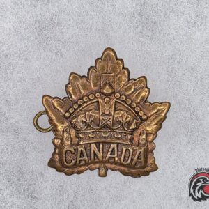 #1604 - WWI Canadian Maple Leaf Sweetheart Cap Badge – Crown over CANADA