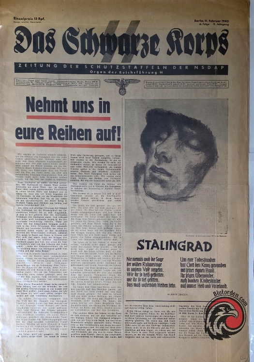 #2311 - Das Schwarze Korps – SS Newspaper, 11 February 1943 – Stalingrad Issue