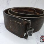 #2437 – Early-War German Leather Belt (Koppel M1935) – 95 cm – Original Steel Hook