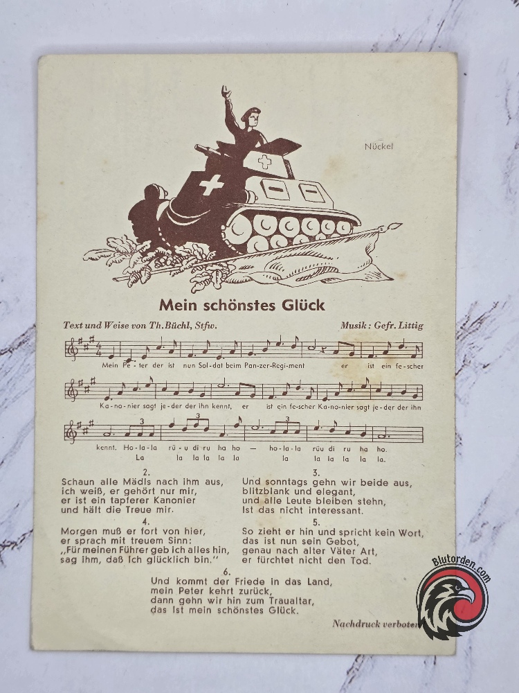 #2480-2 - WWII German Patriotic Postcard “Mein schönstes Glück” – Panzer Theme – Dated 20.10.1943