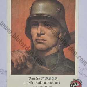 #1575 – "Tag der NSDAP im Generalgouvernement" Soldier Portrait – Krakau Special Cancellation Postcard (1941)