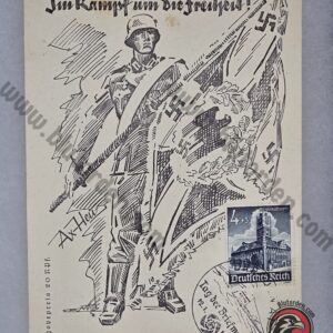 #2089 – "Im Kampf um die Freiheit!" Tag der Briefmarke 1941 WHW Special Cancellation Postcard