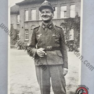 #2265 – German WWII Luftwaffe NCO Portrait Photograph – Wearing M43 Field Cap – Mimosa Photographic Paper