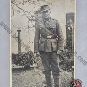 #2300 – German WWII Heer Soldier Full-Length Portrait Photograph – Mimosa Paper