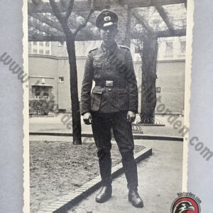 #2301 – German WWII Heer Officer Standing Outdoors – Original Snapshot Photograph