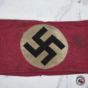 #2740-0018 – German WWII NSDAP Party Member Armband – Machine-Woven Swastika on Applied Cotton Roundel