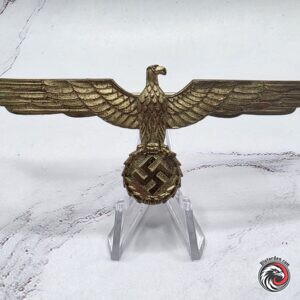 #1719 – German WWII Kriegsmarine Navy Metal Breast Eagle – Brass-Colored Pinback Insignia