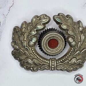 #2740-0057 – German WWII Heer Army EM/NCO Visor Cap Brass Oak Leaf Wreath & National Cockade