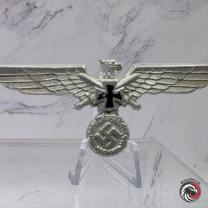 #2740-0061 – German WWII NS-RKB Veterans Association Breast Eagle – Silver-Colored Metal – Marked 8 Ges. Gesch.